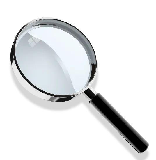 Magnifying glass representing Trinergy's UI/UX design research