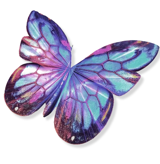 A vibrant, colorful butterfly representing Trinergy's transformative digital solutions