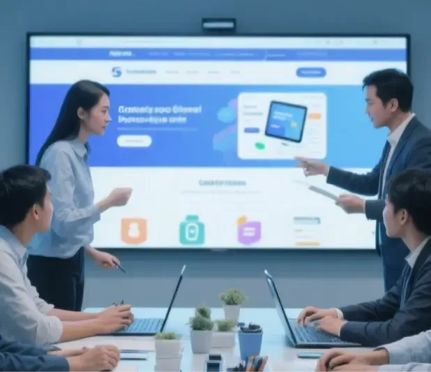 A hand pointing to a search bar