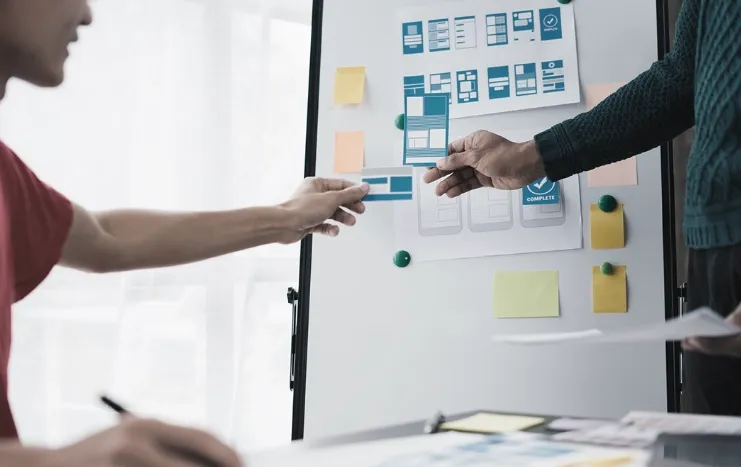 Team collaboration on UI/UX design project