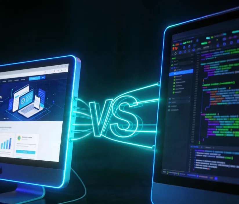 Frontend and backend development showing user interface design, server processes