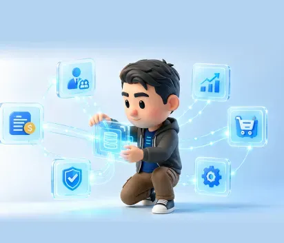 ERP system connecting finance sales inventory and procurement