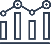 Data analytics icon showcasing Trinergy's solutions for data-driven insights and performance optimization.