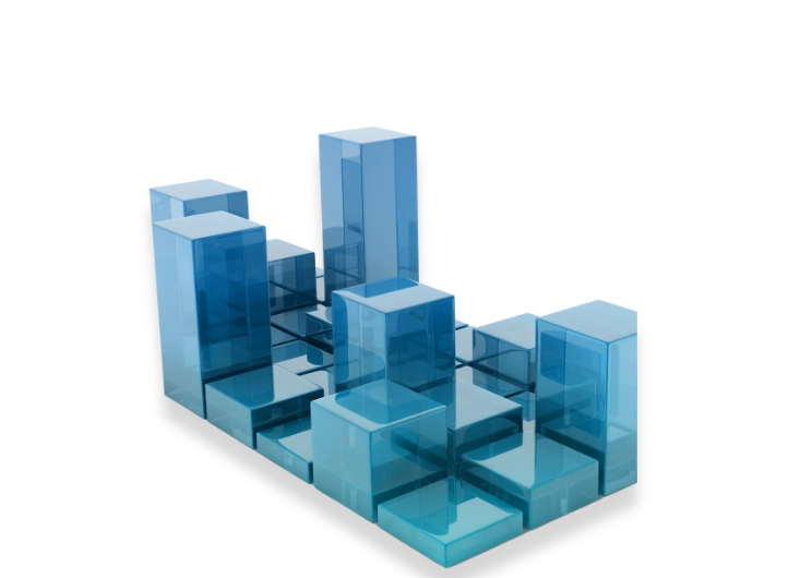 3D blue geometric blocks design