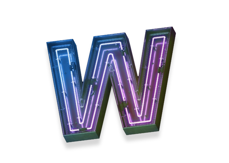 Neon letter "W" des
